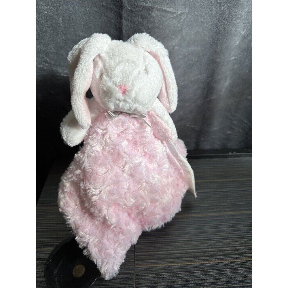 Pink Blankets And Beyond White Bunny Plush Security Blanket Lovey Rabbit Easter